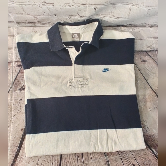Nike Short Sleeve Striped Polo Shirt Men's L cotton red type Vintage Second Hand